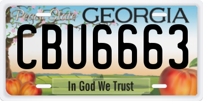 GA license plate CBU6663