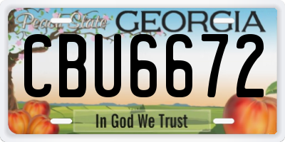 GA license plate CBU6672