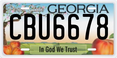 GA license plate CBU6678