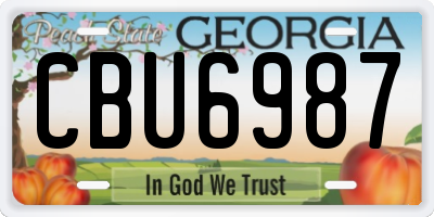 GA license plate CBU6987
