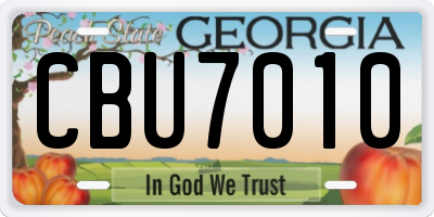 GA license plate CBU7010