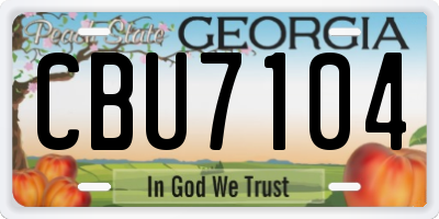 GA license plate CBU7104