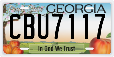 GA license plate CBU7117