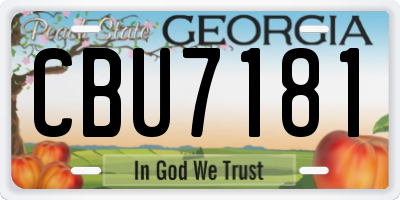 GA license plate CBU7181