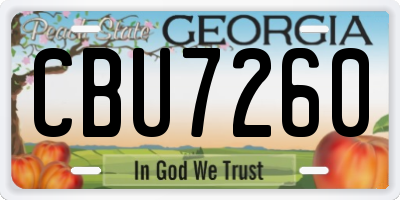 GA license plate CBU7260