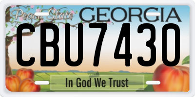 GA license plate CBU7430