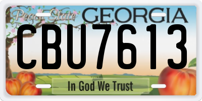 GA license plate CBU7613