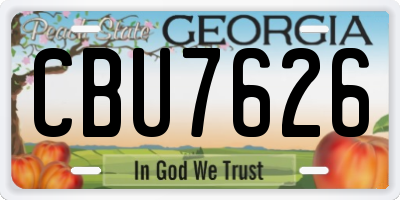 GA license plate CBU7626
