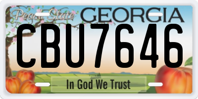 GA license plate CBU7646
