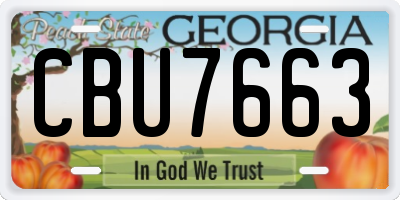 GA license plate CBU7663