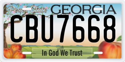 GA license plate CBU7668