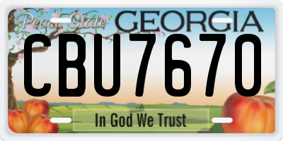 GA license plate CBU7670