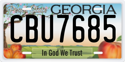 GA license plate CBU7685