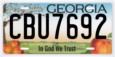 GA license plate CBU7692