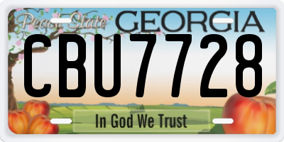 GA license plate CBU7728