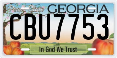 GA license plate CBU7753