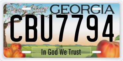 GA license plate CBU7794