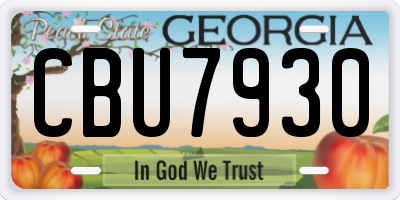 GA license plate CBU7930
