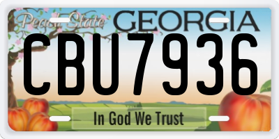 GA license plate CBU7936