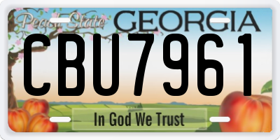 GA license plate CBU7961