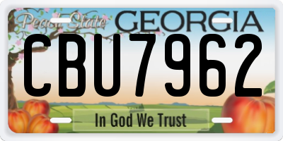 GA license plate CBU7962