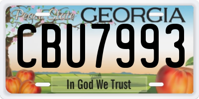 GA license plate CBU7993