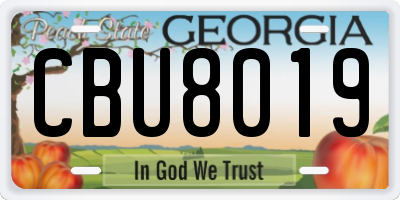 GA license plate CBU8019