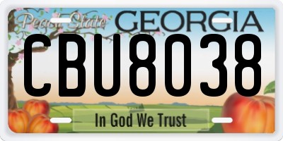 GA license plate CBU8038