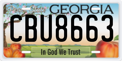 GA license plate CBU8663