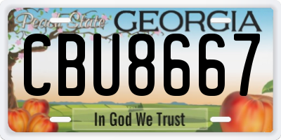 GA license plate CBU8667