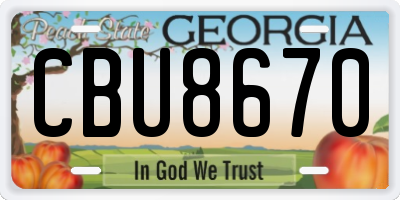GA license plate CBU8670
