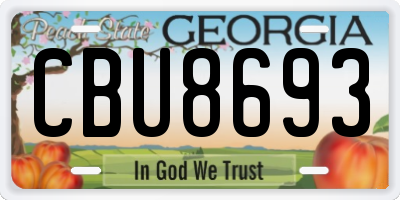 GA license plate CBU8693