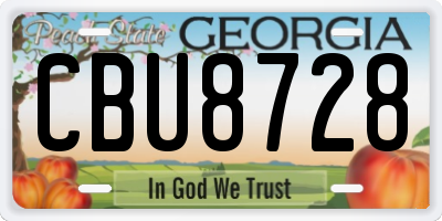 GA license plate CBU8728