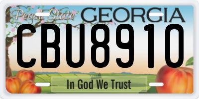 GA license plate CBU8910