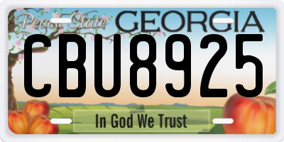GA license plate CBU8925