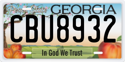 GA license plate CBU8932