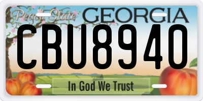 GA license plate CBU8940