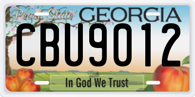 GA license plate CBU9012