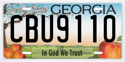 GA license plate CBU9110