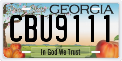 GA license plate CBU9111