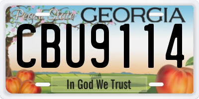 GA license plate CBU9114