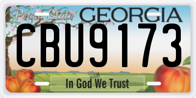 GA license plate CBU9173