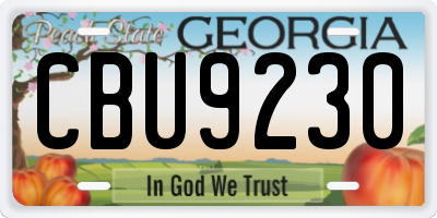GA license plate CBU9230