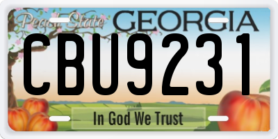 GA license plate CBU9231
