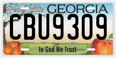 GA license plate CBU9309