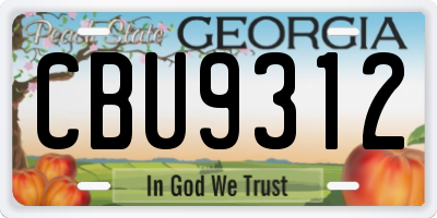 GA license plate CBU9312