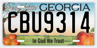 GA license plate CBU9314
