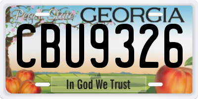 GA license plate CBU9326