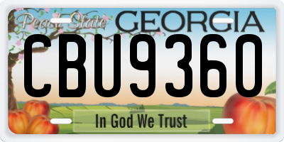 GA license plate CBU9360