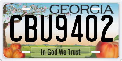 GA license plate CBU9402